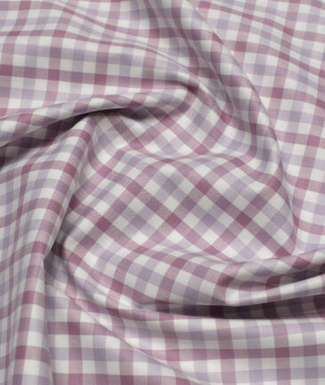 Premier Mills  Giza Cotton Checks Shirting Fabric (White & Onion Purple)