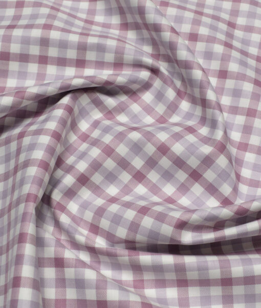 Premier Mills  Giza Cotton Checks Shirting Fabric (White & Onion Purple)