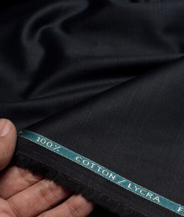 Burgoyne  Solids Cotton Stretchable Trouser or Chinos Fabric (Blackish Blue) - Image 2