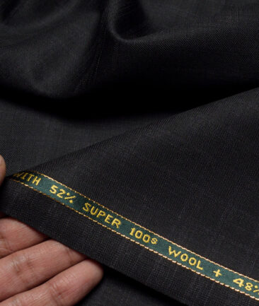 Raymond Exotic Super 100's Checks 52% Merino Wool Stretchable Suiting Fabric (Black & Grey)