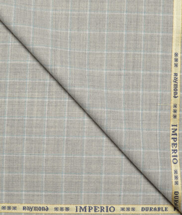 Raymond Super 90's Checks 25% Merino Wool Suiting Fabric (Light Grey)