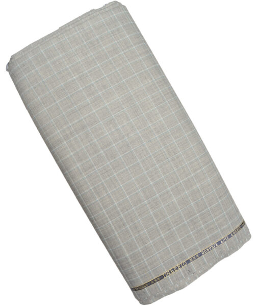 Raymond Super 90's Checks 25% Merino Wool Suiting Fabric (Light Grey)