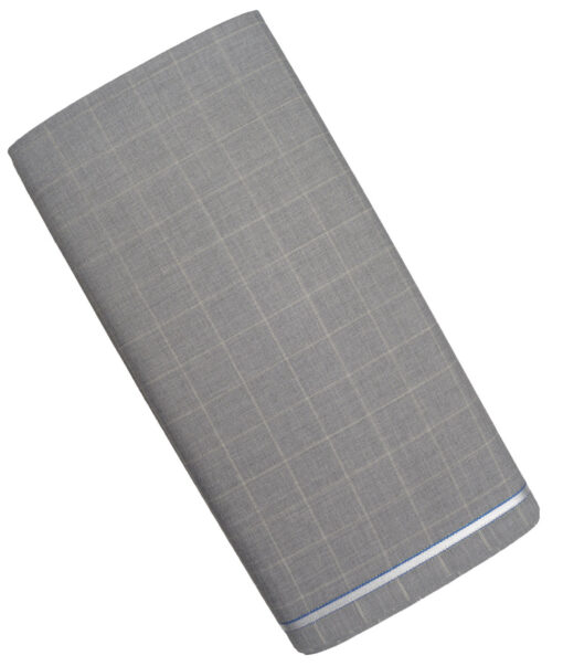 Raymond Super 100's Checks 50% Merino Wool Suiting Fabric (Light Grey)