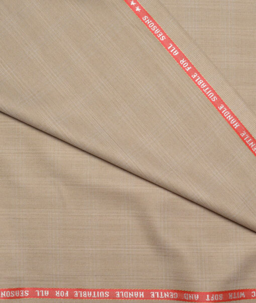 Raymond Super 90's Checks 27% Merino Wool Suiting Fabric (Beige)