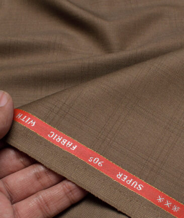 Raymond Super 90's Checks 27% Merino Wool Suiting Fabric (Brown)