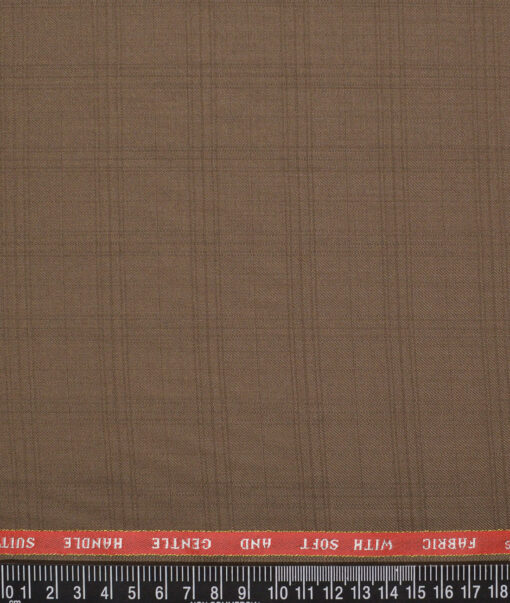 Raymond Super 90's Checks 27% Merino Wool Suiting Fabric (Brown)