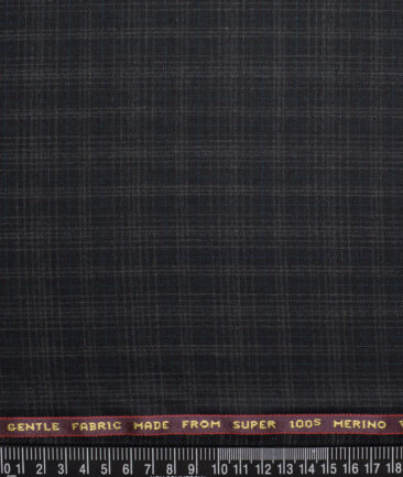 Raymond Super 100's Checks 25% Merino Wool Suiting Fabric (Black & Grey)