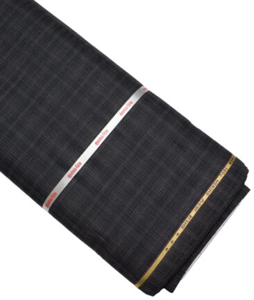 Raymond Super 100's Checks 25% Merino Wool Suiting Fabric (Black & Grey)