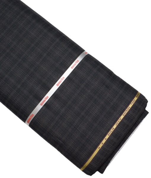 Raymond Super 100's Checks 25% Merino Wool Suiting Fabric (Black & Grey)