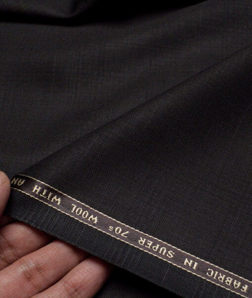 Raymond Super 70's Checks 35% Merino Wool Suiting Fabric (Dark Chocolate Brown)