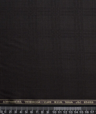 Raymond Super 70's Checks 35% Merino Wool Suiting Fabric (Dark Chocolate Brown)