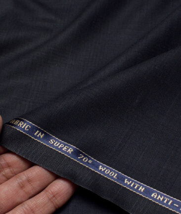 Raymond Super 70's Checks 35% Merino Wool Suiting Fabric (Dark Navy Blue)