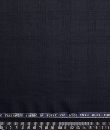 Raymond Super 70's Checks 35% Merino Wool Suiting Fabric (Dark Navy Blue)
