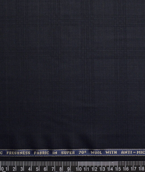 Raymond Super 70's Checks 35% Merino Wool Suiting Fabric (Dark Navy Blue)