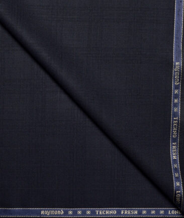 Raymond Super 70's Checks 35% Merino Wool Suiting Fabric (Dark Navy Blue)