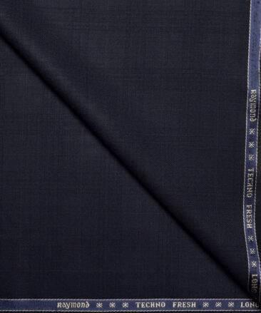 Raymond Super 70's Checks 35% Merino Wool Suiting Fabric (Dark Navy Blue)