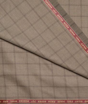 Raymond Super 70's Checks 35% Merino Wool Suiting Fabric (Light Brown)