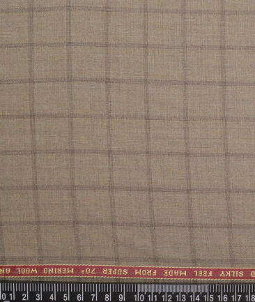 Raymond Super 70's Checks 35% Merino Wool Suiting Fabric (Light Brown)