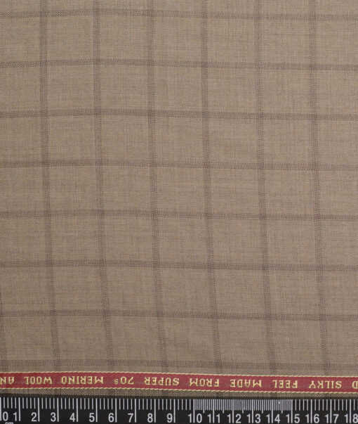 Raymond Super 70's Checks 35% Merino Wool Suiting Fabric (Light Brown)