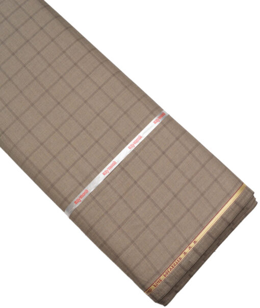 Raymond Super 70's Checks 35% Merino Wool Suiting Fabric (Light Brown)