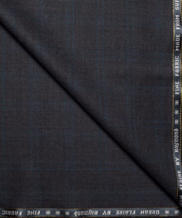 Raymond Super 100's Checks 45% Merino Wool Suiting Fabric (Dark Grey)