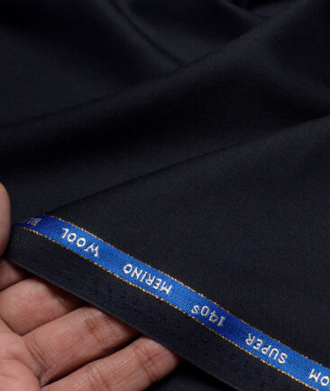 Raymond Super 140's Solids 45% Merino Wool Suiting Fabric (Dark Navy Blue)