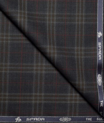 Spaadaa Super 130's Checks 50% Merino Wool Suiting Fabric (Dark Grey)