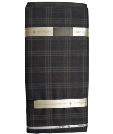Spaadaa Super 130's Checks 50% Merino Wool Suiting Fabric (Dark Grey)
