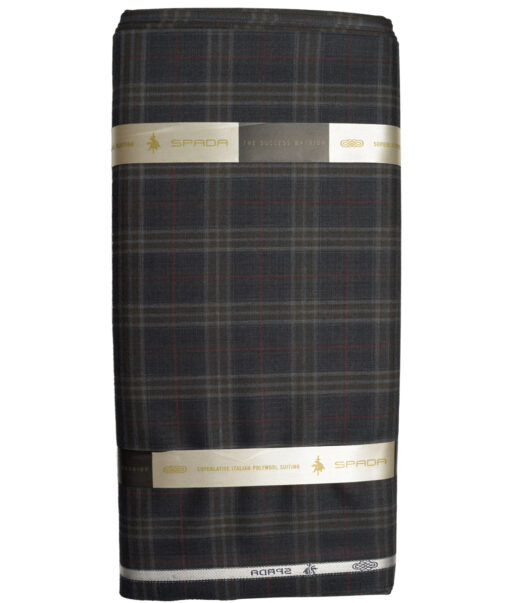 Spaadaa Super 130's Checks 50% Merino Wool Suiting Fabric (Dark Grey)