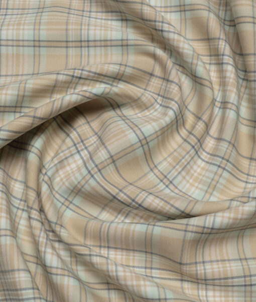 Soktas  Cotton Tencel Checks Shirting Fabric (Beige)