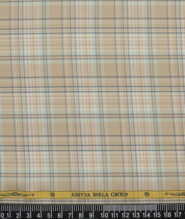 Soktas  Cotton Tencel Checks Shirting Fabric (Beige)