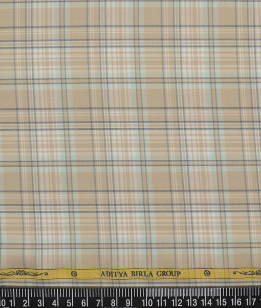 Soktas  Cotton Tencel Checks Shirting Fabric (Beige)