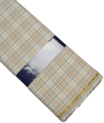 Soktas  Cotton Tencel Checks Shirting Fabric (Beige)