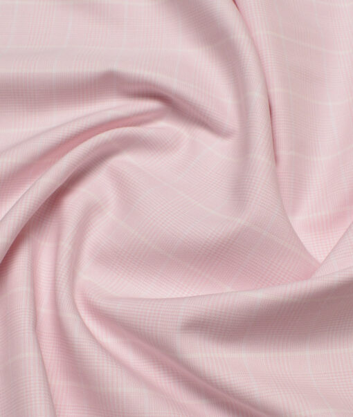 Soktas  Cotton Tencel Checks Shirting Fabric (Pink)