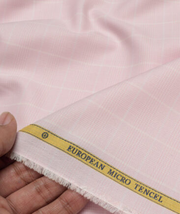 Soktas  Cotton Tencel Checks Shirting Fabric (Pink)