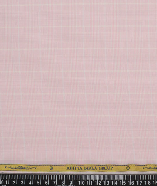 Soktas  Cotton Tencel Checks Shirting Fabric (Pink)