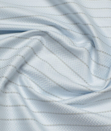 Soktas  Giza Cotton Striped Shirting Fabric (Sky Blue)
