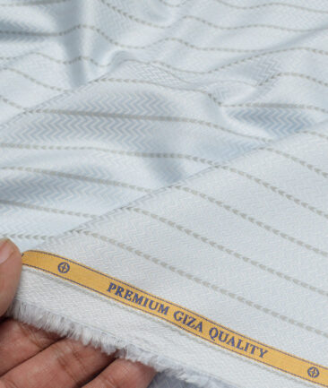 Soktas  Giza Cotton Striped Shirting Fabric (Sky Blue)