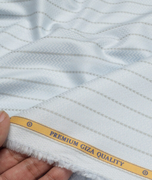 Soktas  Giza Cotton Striped Shirting Fabric (Sky Blue)
