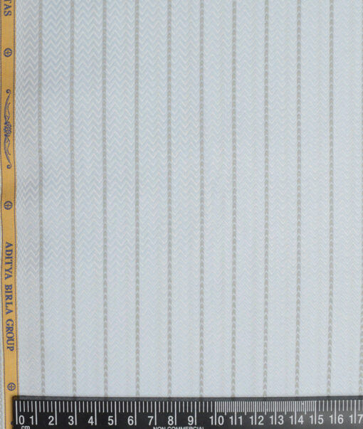 Soktas  Giza Cotton Striped Shirting Fabric (Sky Blue)