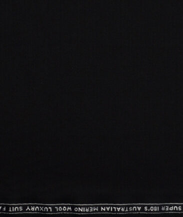 Vercelli Italy Super 180's Solids 70% Merino Wool Suiting Fabric (Jet Black)