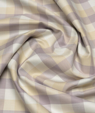 Tresca by Arvind  Cotton Checks Shirting Fabric (Cream & Beige)