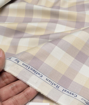 Tresca by Arvind  Cotton Checks Shirting Fabric (Cream & Beige)