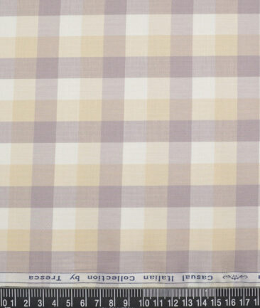 Tresca by Arvind  Cotton Checks Shirting Fabric (Cream & Beige)