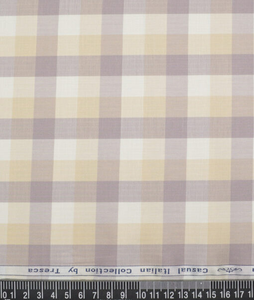 Tresca by Arvind  Cotton Checks Shirting Fabric (Cream & Beige)