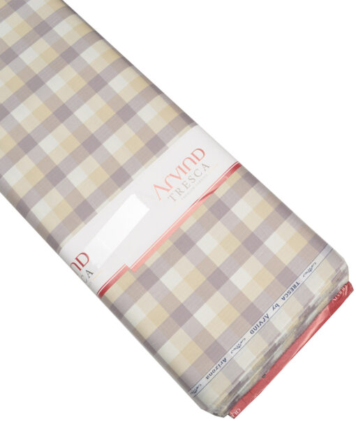 Tresca by Arvind  Cotton Checks Shirting Fabric (Cream & Beige)