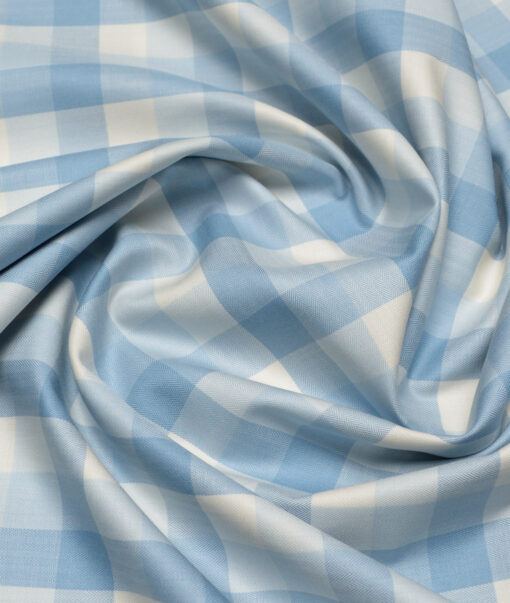 Tresca by Arvind  Cotton Checks Shirting Fabric (Cream & Blue)