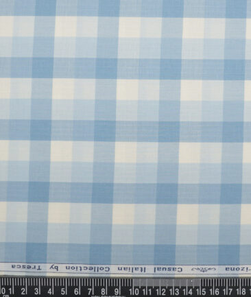 Tresca by Arvind  Cotton Checks Shirting Fabric (Cream & Blue)
