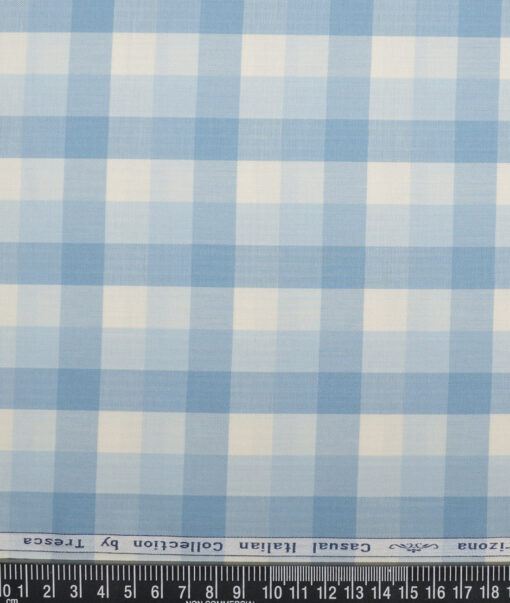 Tresca by Arvind  Cotton Checks Shirting Fabric (Cream & Blue)