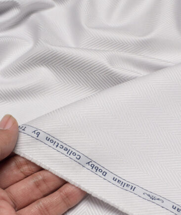 Tresca by Arvind  Cotton Striped Shirting Fabric (Light Grey)